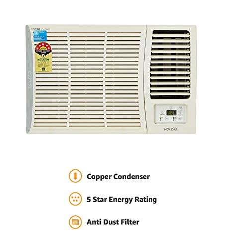 Buy Voltas 1 5 Ton 5 Star Window Ac Copper185 Dza 185 Dza R32 White