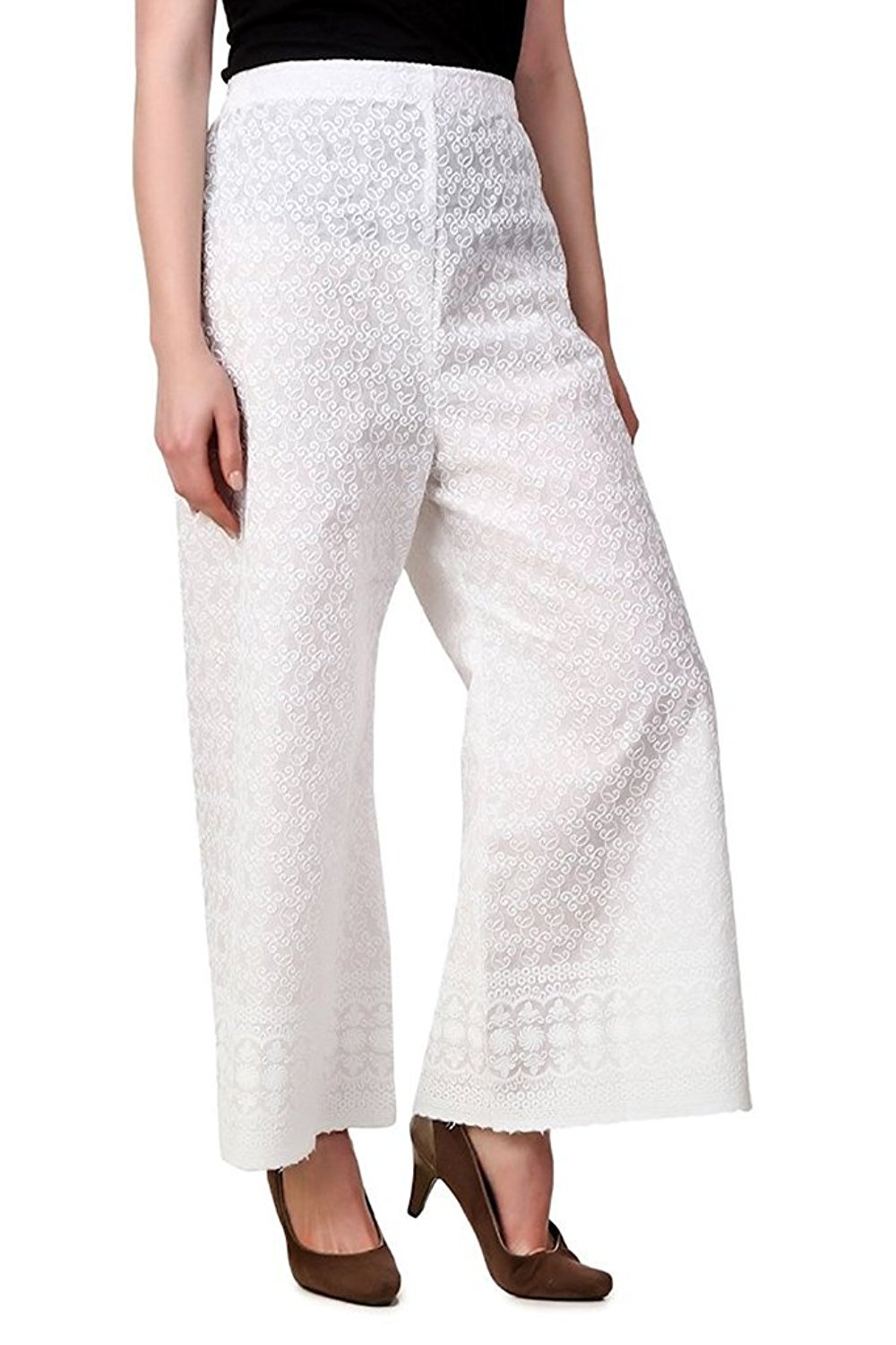Buy Palazzo pant for women S - Cotton Palazzo - chicken embroidery ...