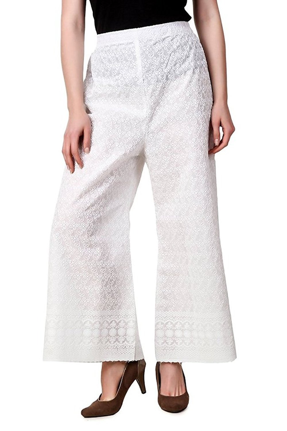 Buy Palazzo pant for women S - Cotton Palazzo - chicken embroidery ...