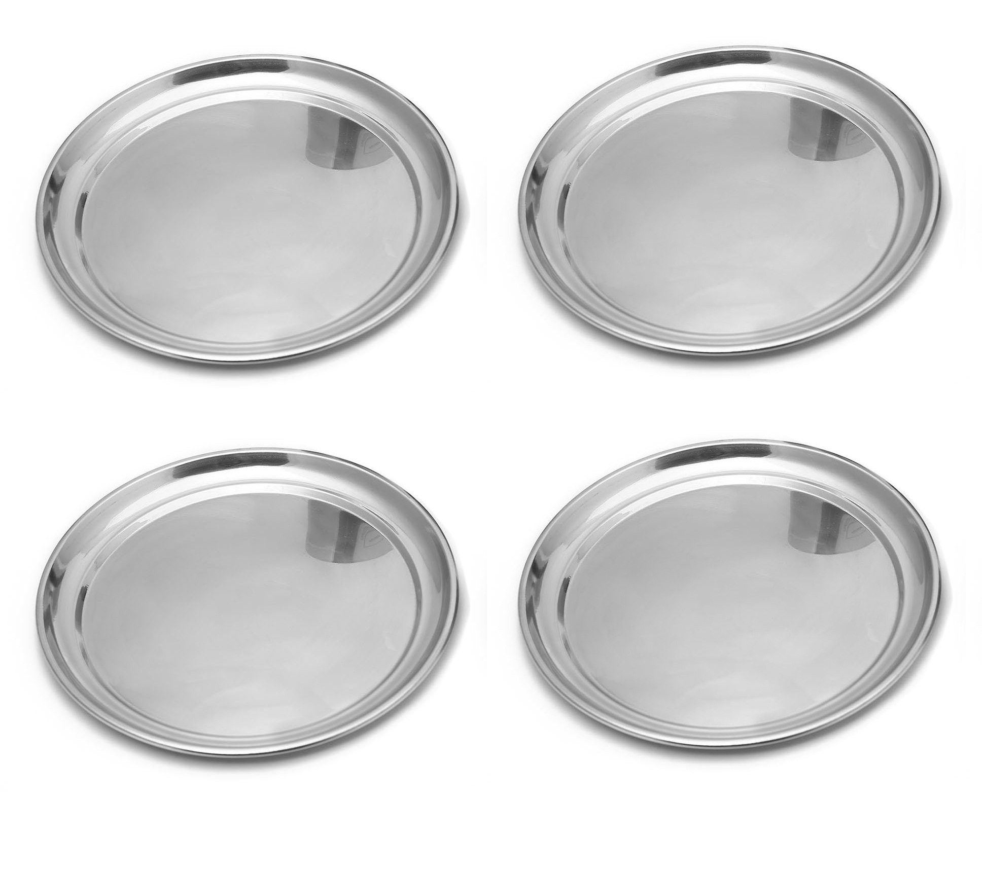 Buy AH Stainless Steel Heavy Guage Mirror Finish Dinner Plates - 12 ...