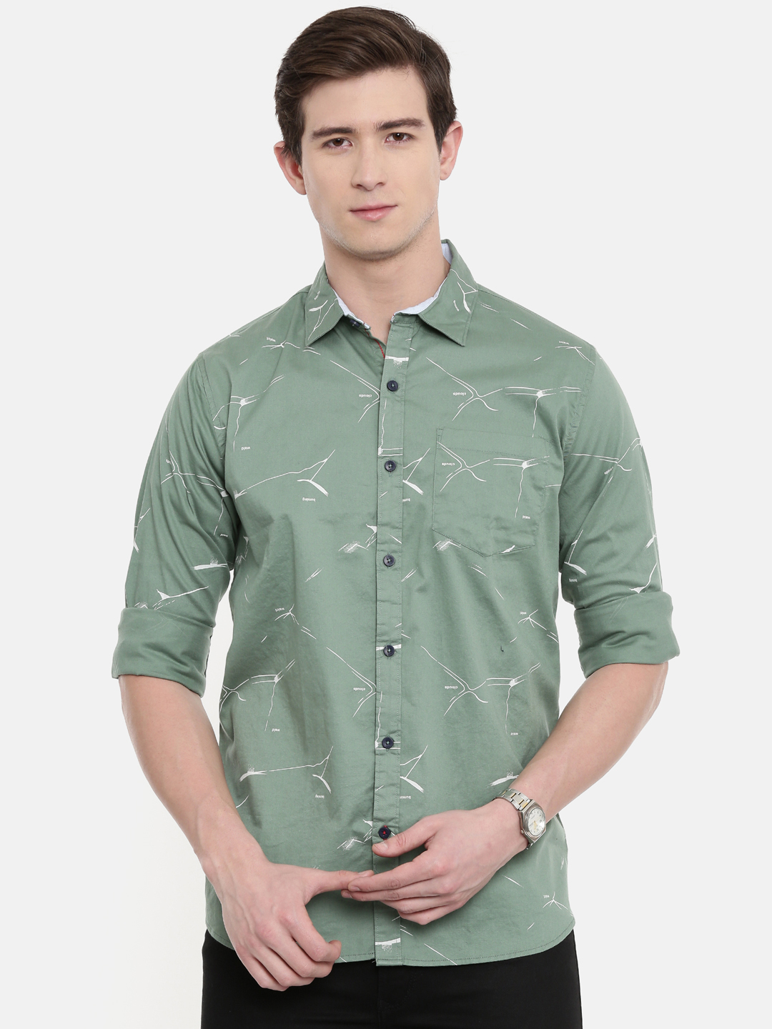 Buy Seta Men's Green Printed Casual Shirts Online @ ₹719 from ShopClues