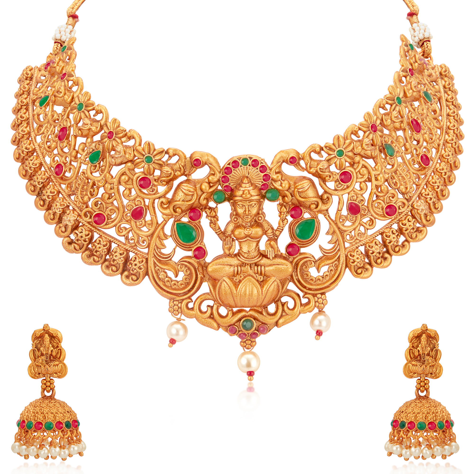 Buy Sukkhi Stunning Gold Plated Temple Choker Necklace Set for Women ...