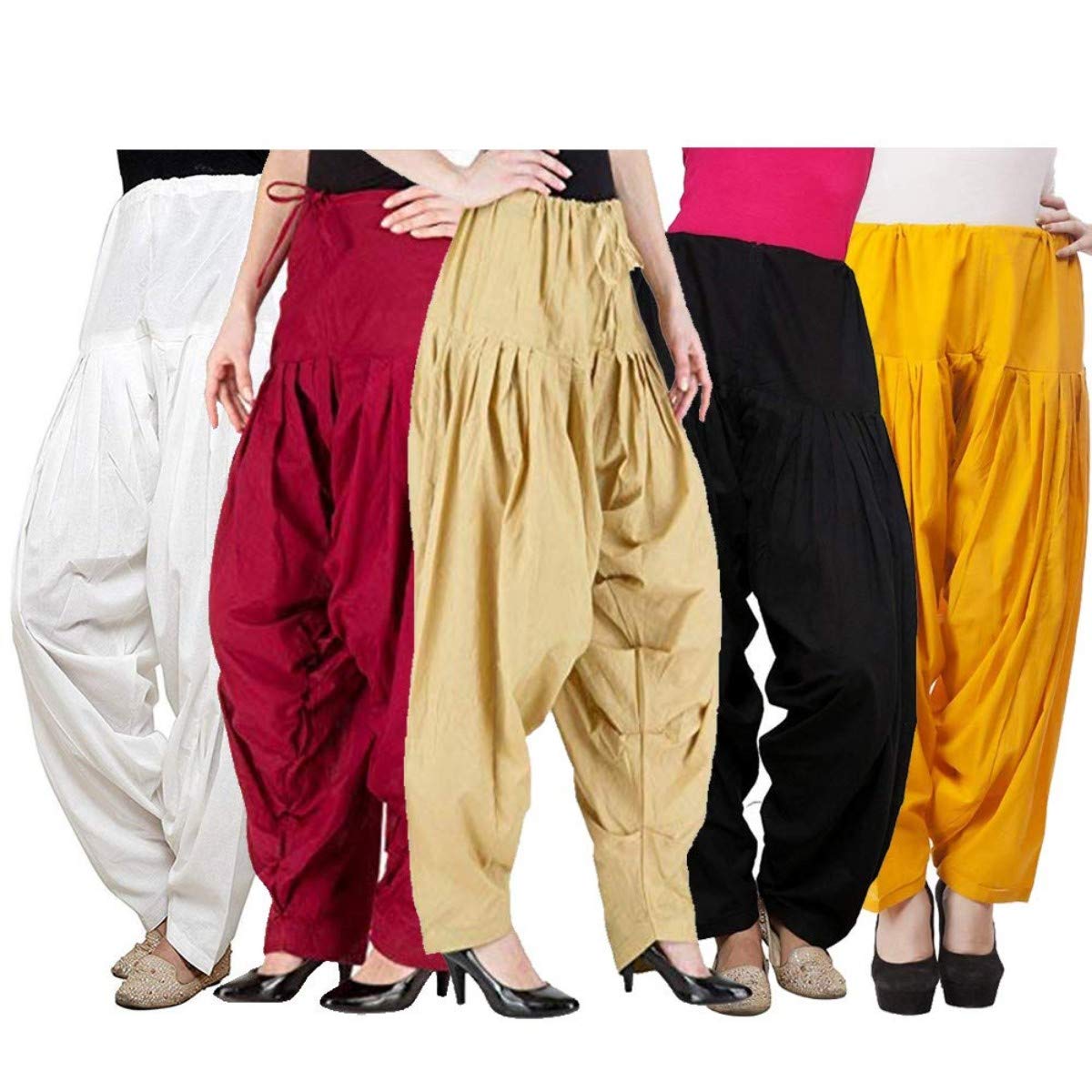 Buy Womens Pure Cotton Plain Semi Patiala Dhoti Salwar Indian Pants ...