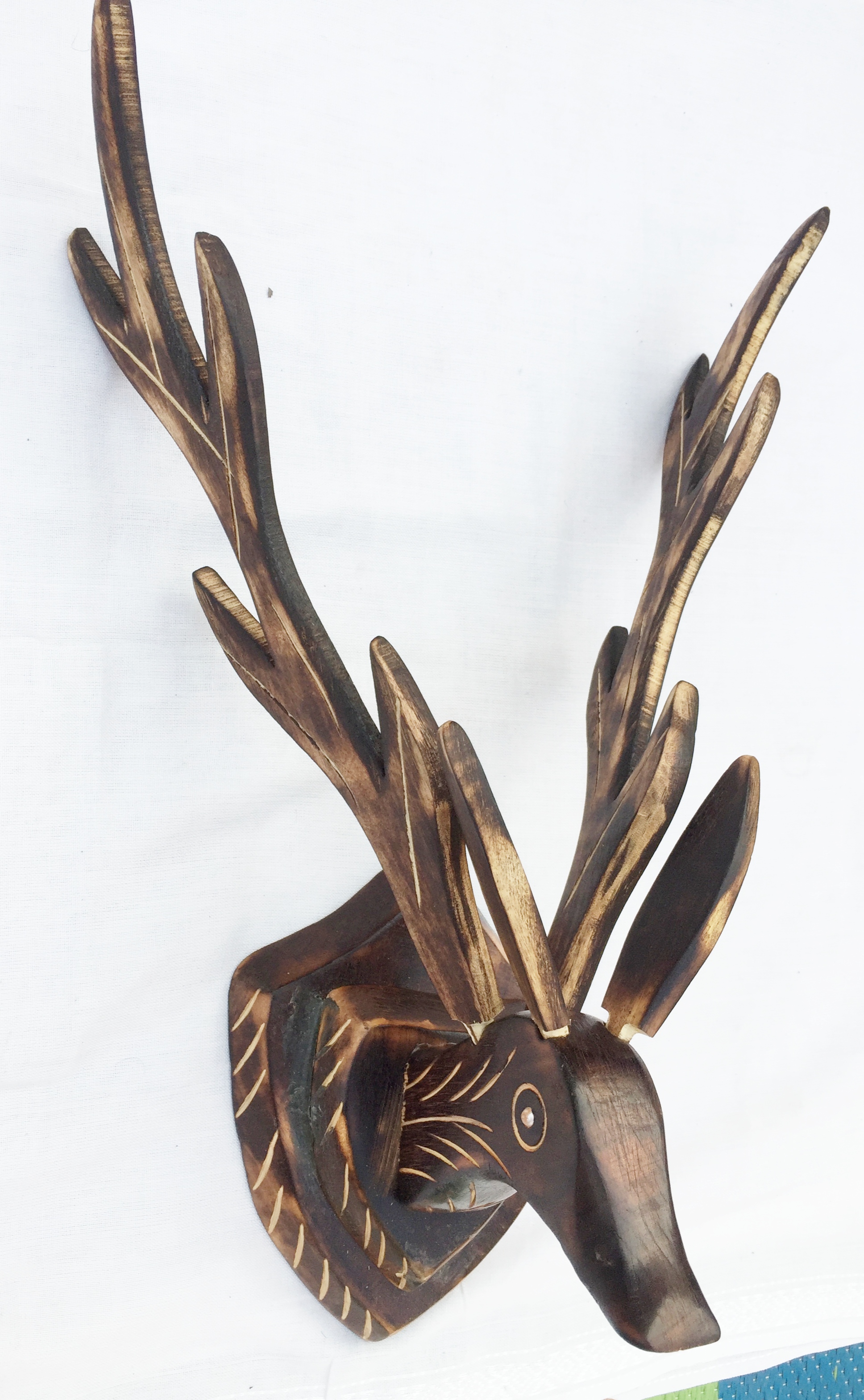 Buy Desi Karigar Wooden Antique Deer Head with antlers