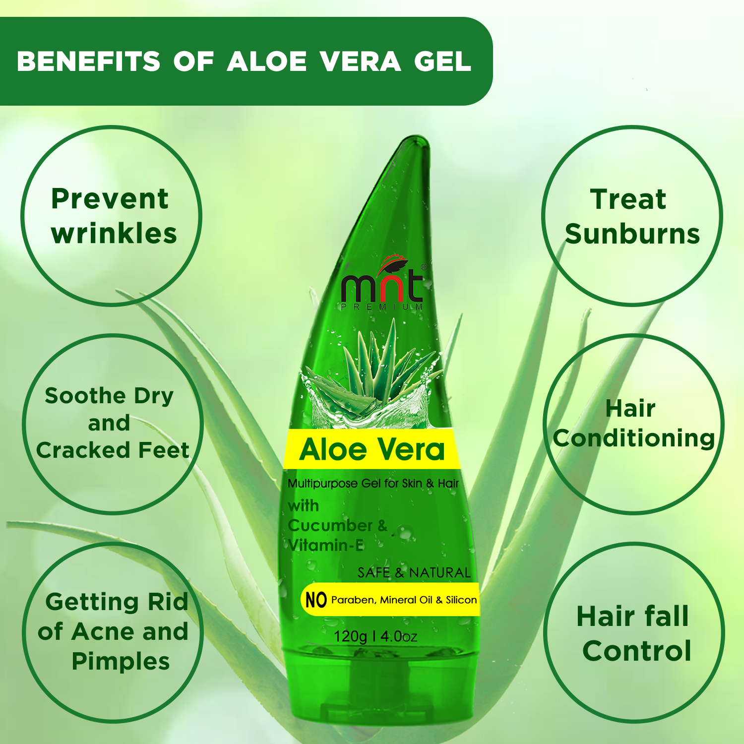 Buy MNT Pure Aloe Vera Gel Moisturizer with Cucumber Vitamin-E ...