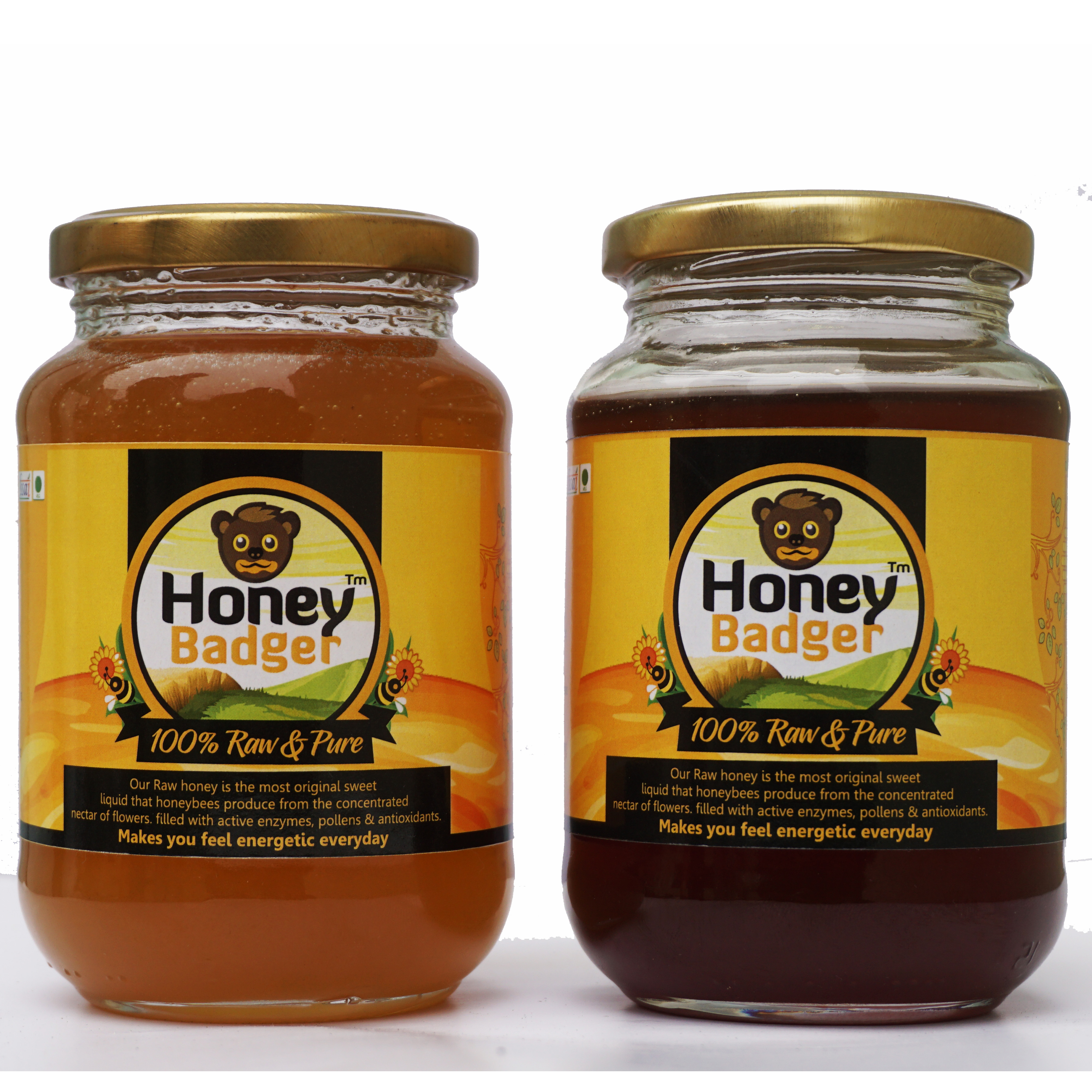 HONEY BADGER Pack of 2 Raw Honey   500+ 500 Gm
