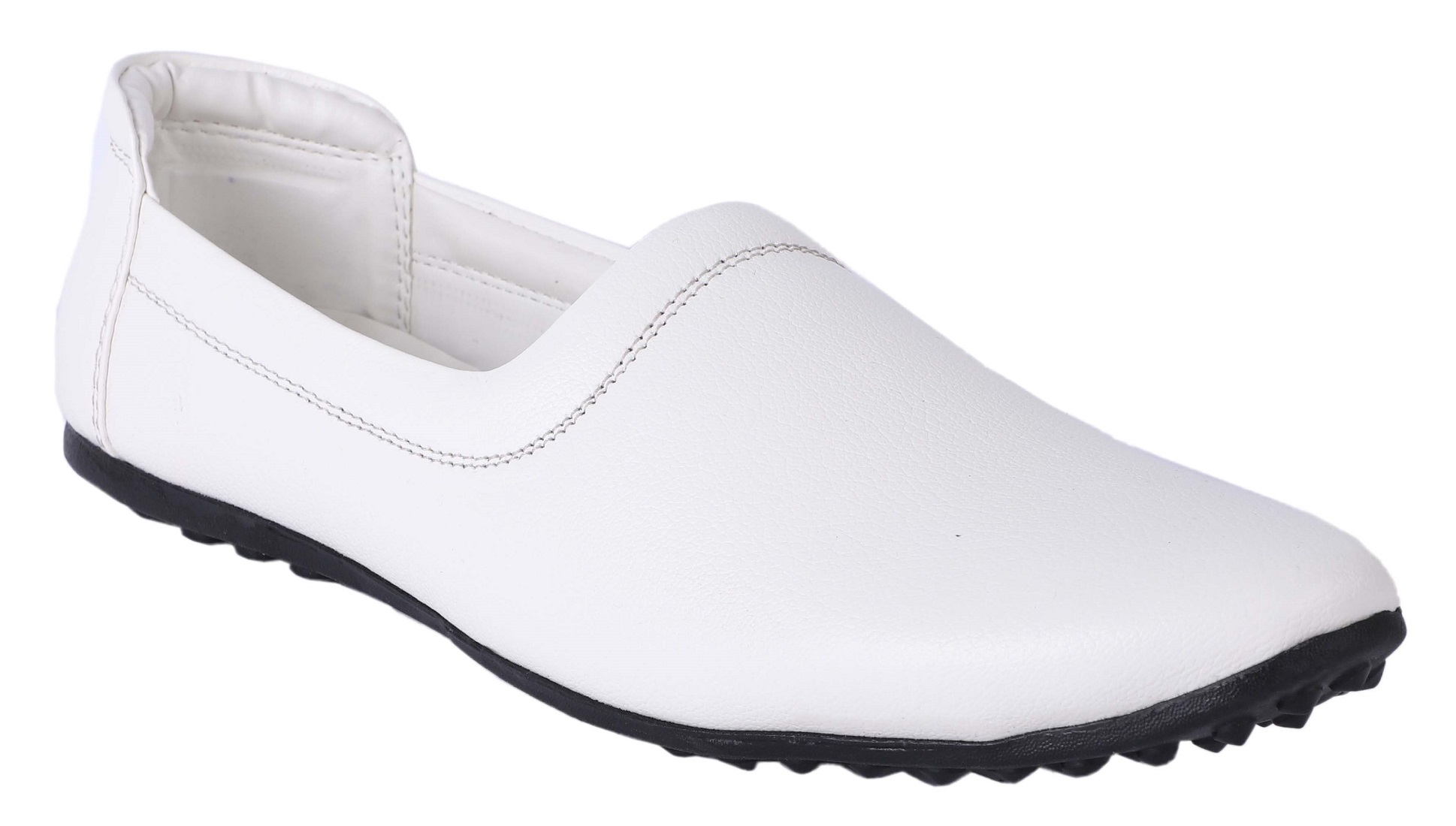 Aadi Men's White Synthetic Leather Casual Mojari Shoes