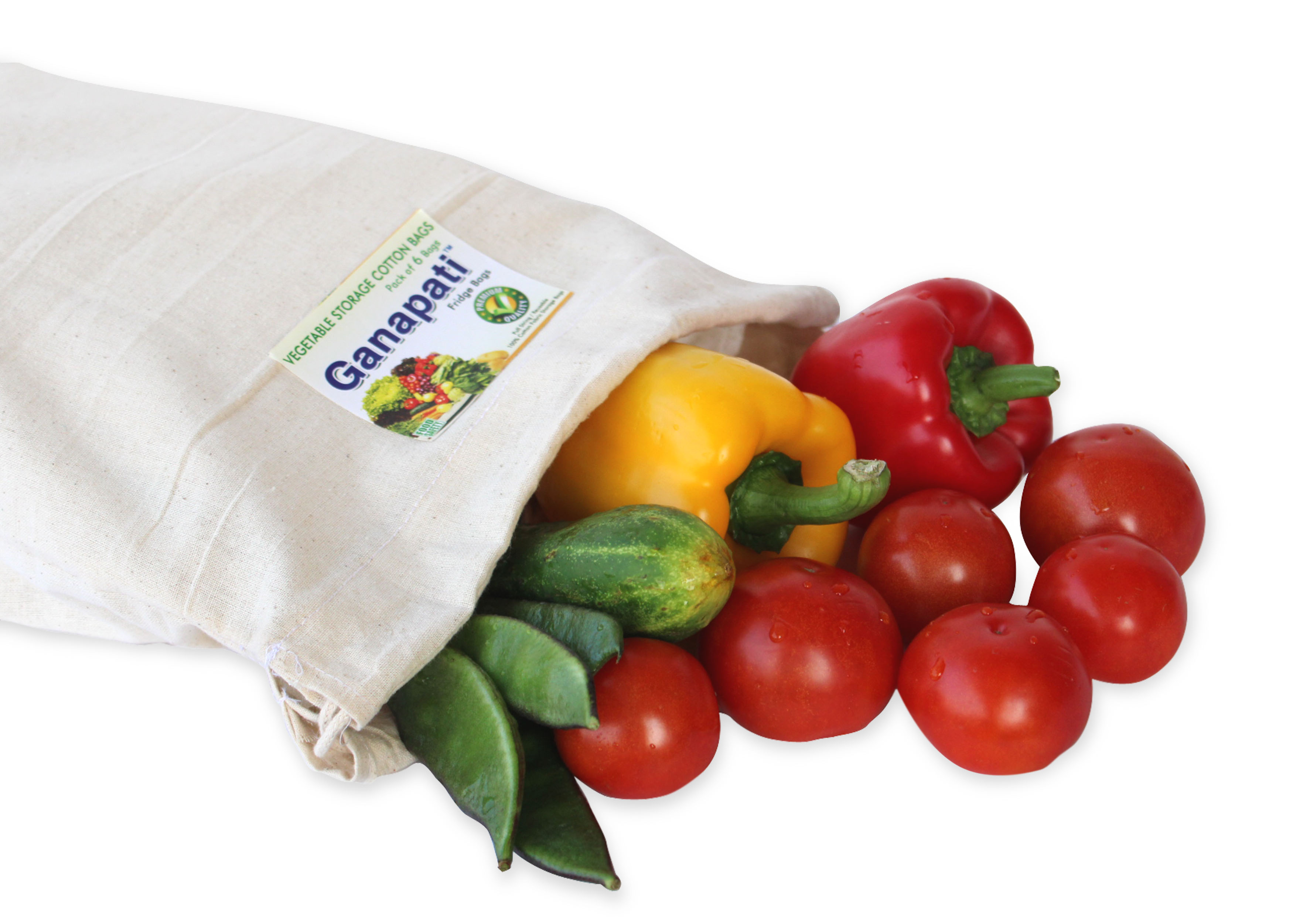 cotton bags for storing vegetables in fridge