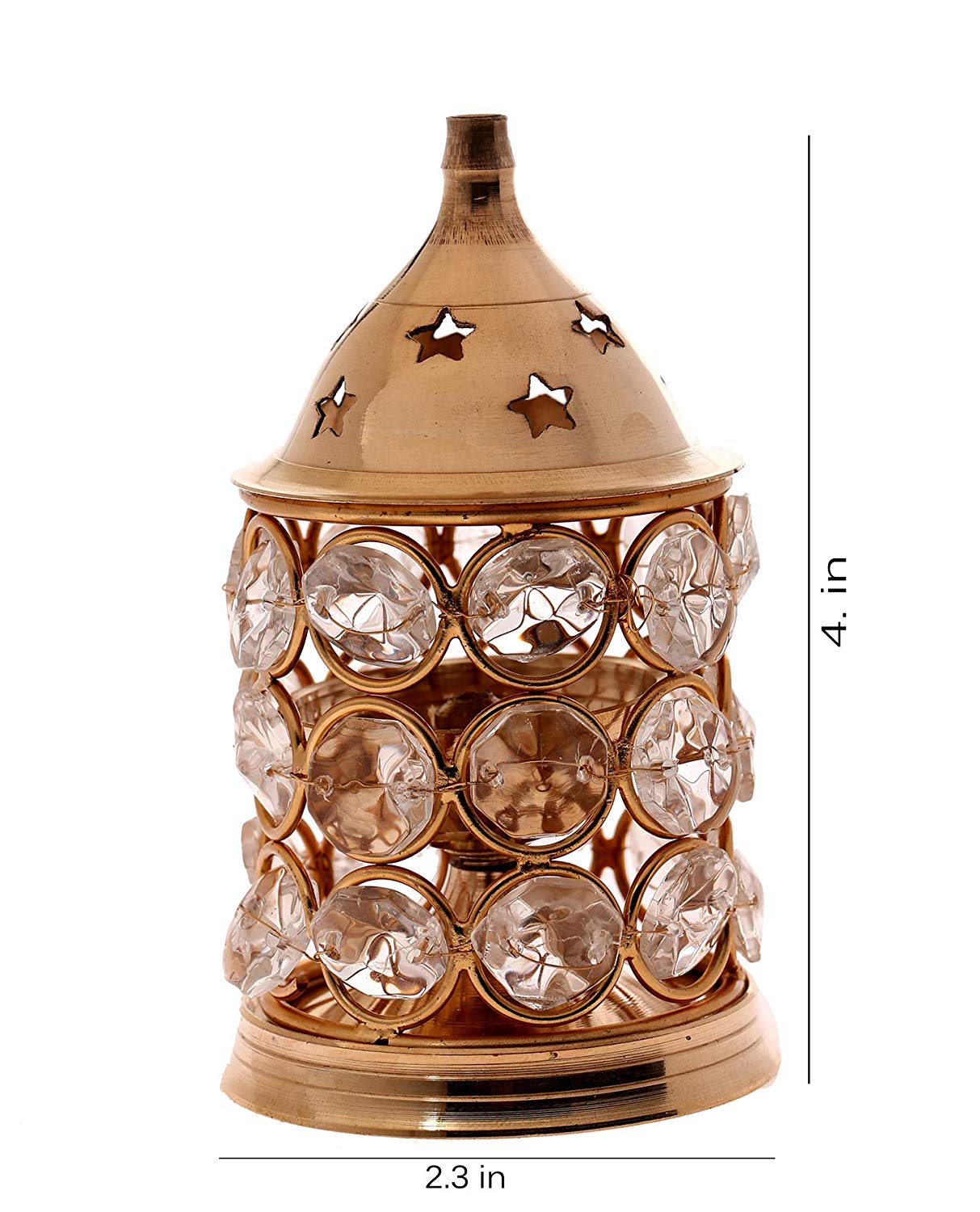 Buy Akhand Diya Oil/Ghee Lamp Puja Diya Brass Table Diya Set-Height 4 ...