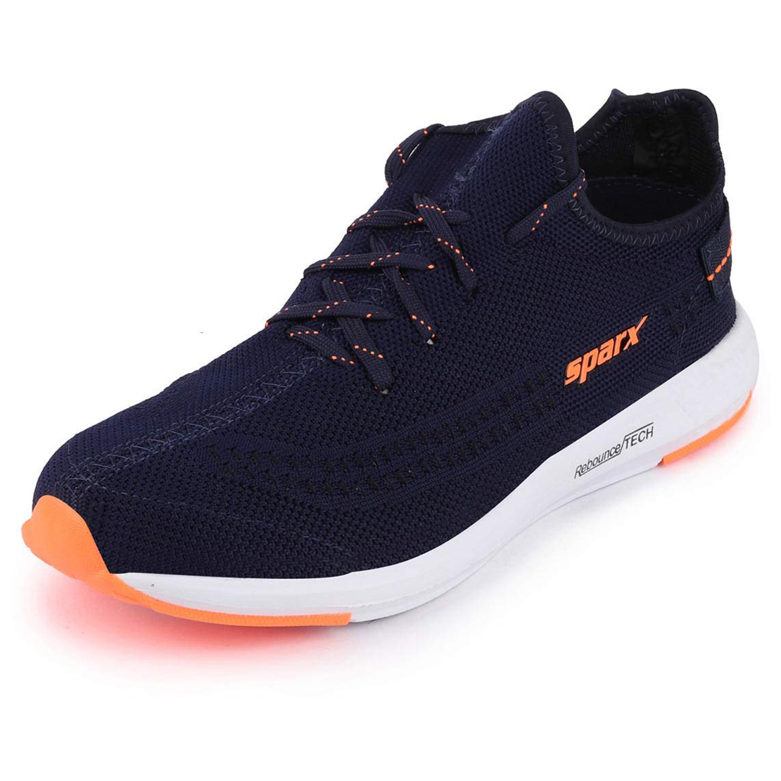 Buy Sparx Men's Navy Blue/Neon Orange Lace Up Running Shoes Online ...