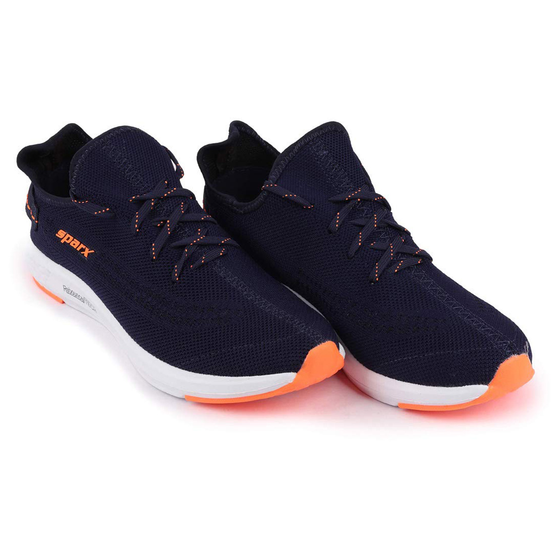 Buy Sparx Men's Navy Blue/Neon Orange Lace Up Running Shoes Online ...