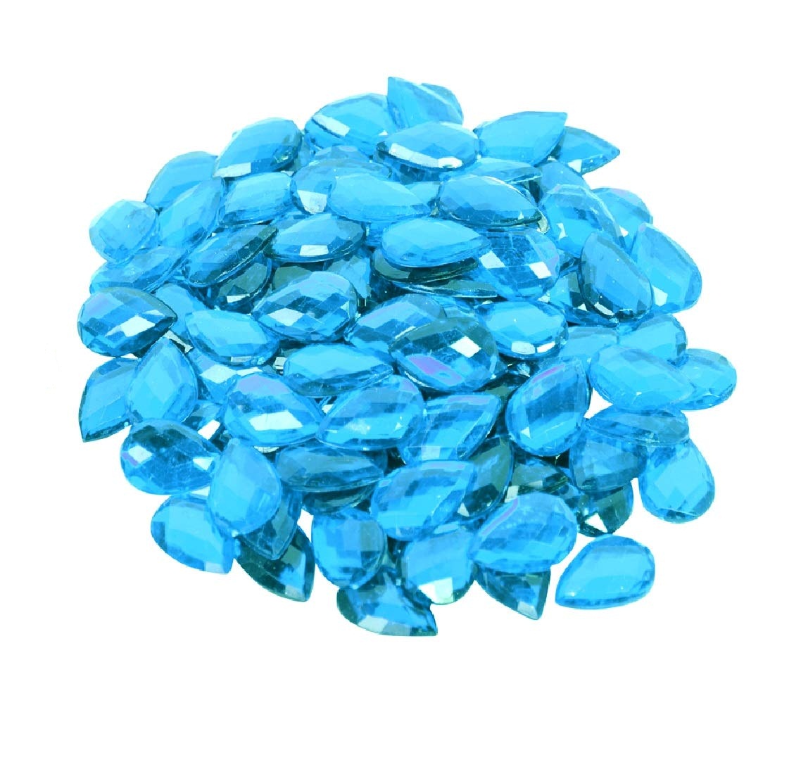 Drop Shape Light Blue  Crystal Fitting Stones for Aari Work, Silk Thread Bangles & Jewellery Making | Tilak Shape Kundan Stones Gold Finish | Pack of 20g & 50g – Kavitha Enterprises main image 0