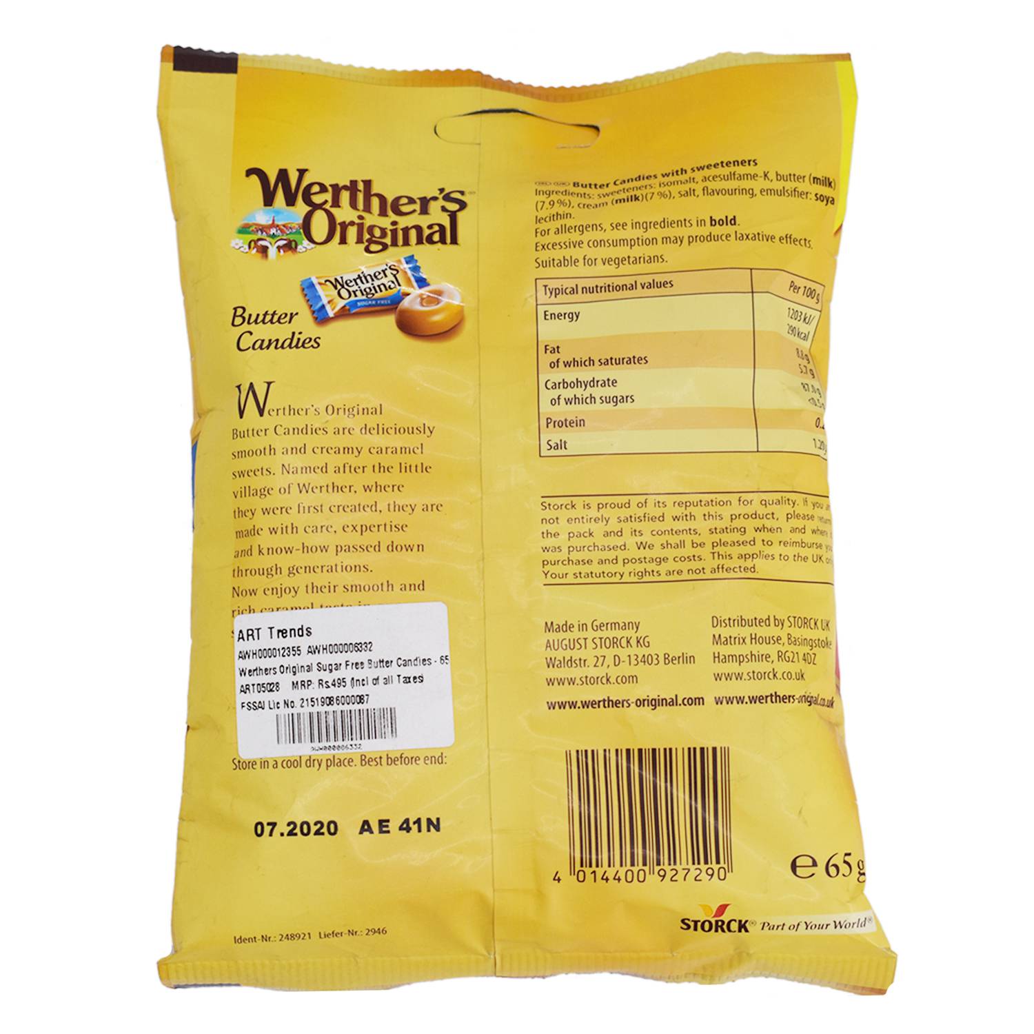 Buy Werther's Original Sugar Free Butter Candies - 65g Online @ ₹450 ...