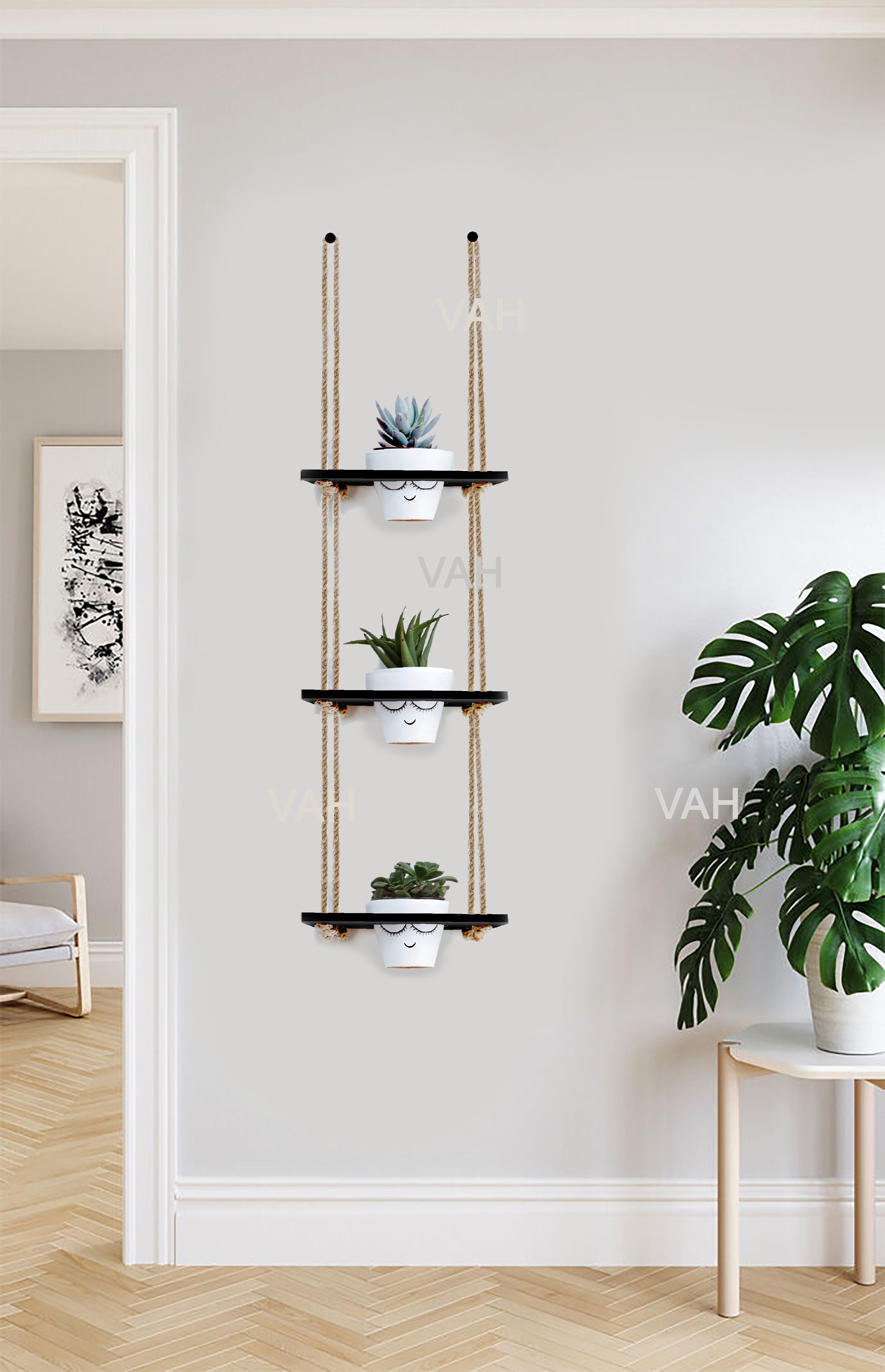 Buy VAH Wood Hanging Planter Shelf Plant Hanger Decorative Flower Pot ...