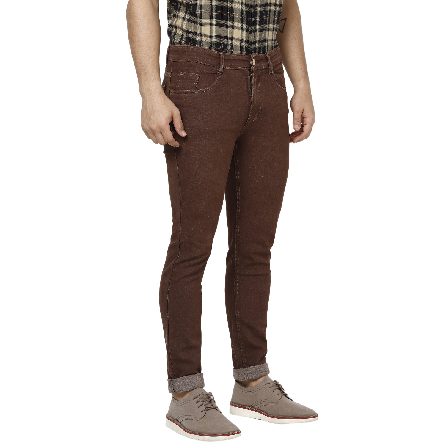 Buy Urbano Fashion Men's Brown Slim Fit Denim Jeans Stretchable Online ...
