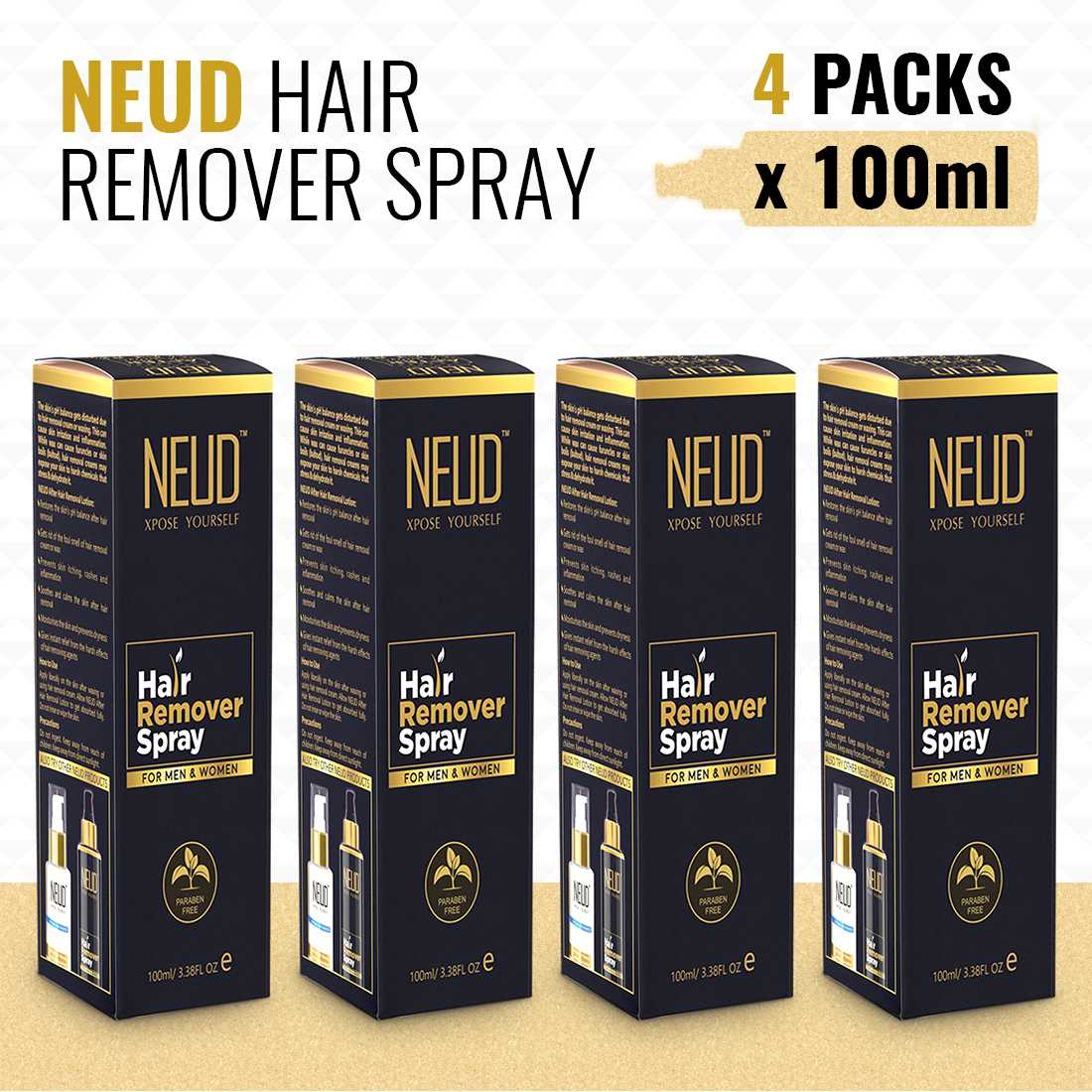 Buy NEUD Hair Remover Spray for Men and Women 4 Packs (100ml Each