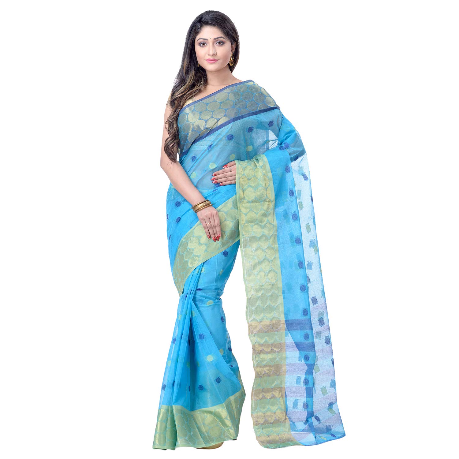 Buy Desh Bidesh Pure Cotton Traditional Bengali Tant Saree Cotton and ...