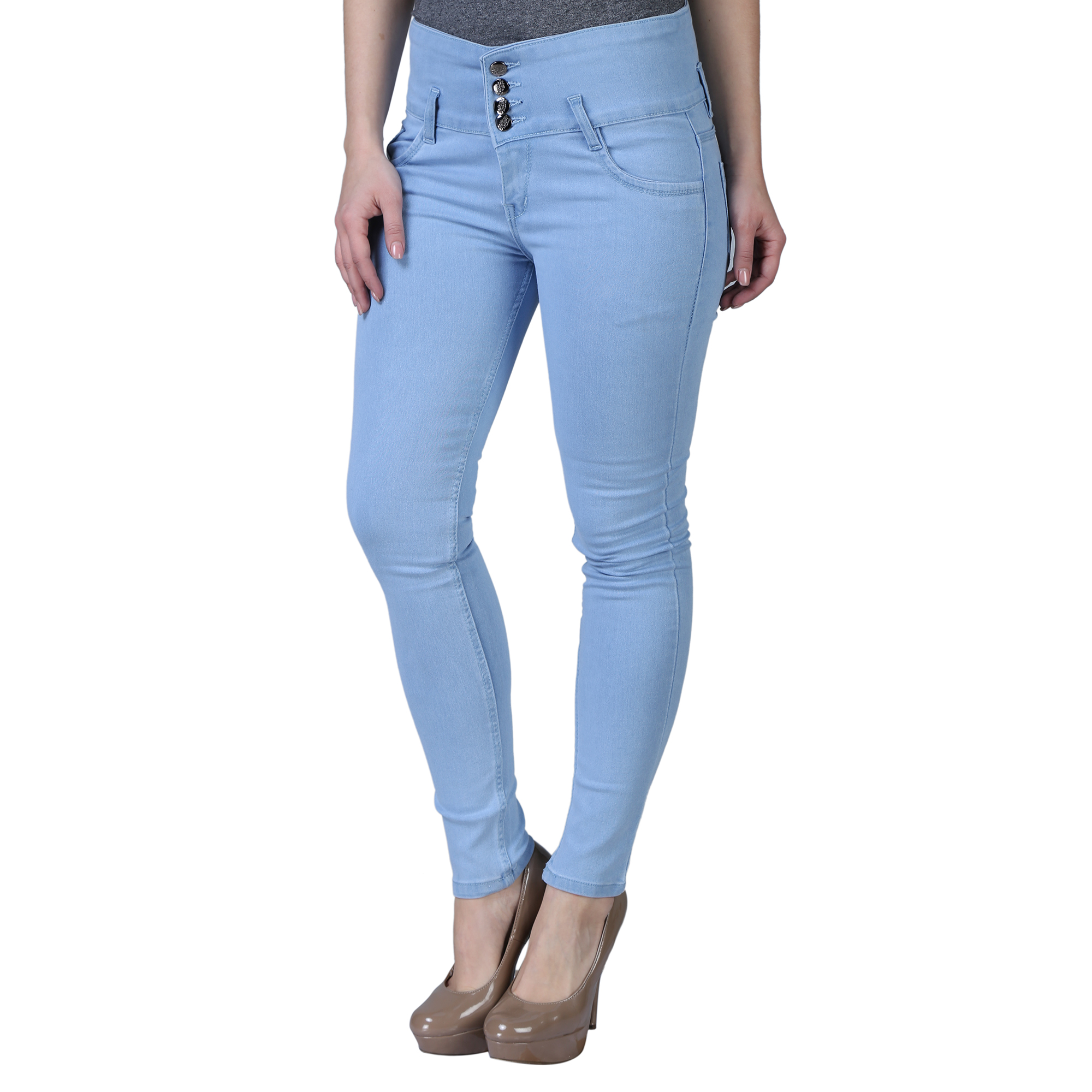 Buy Hootry Women's Slim Fit Light Blue Jeans Online @ ₹699 from ShopClues