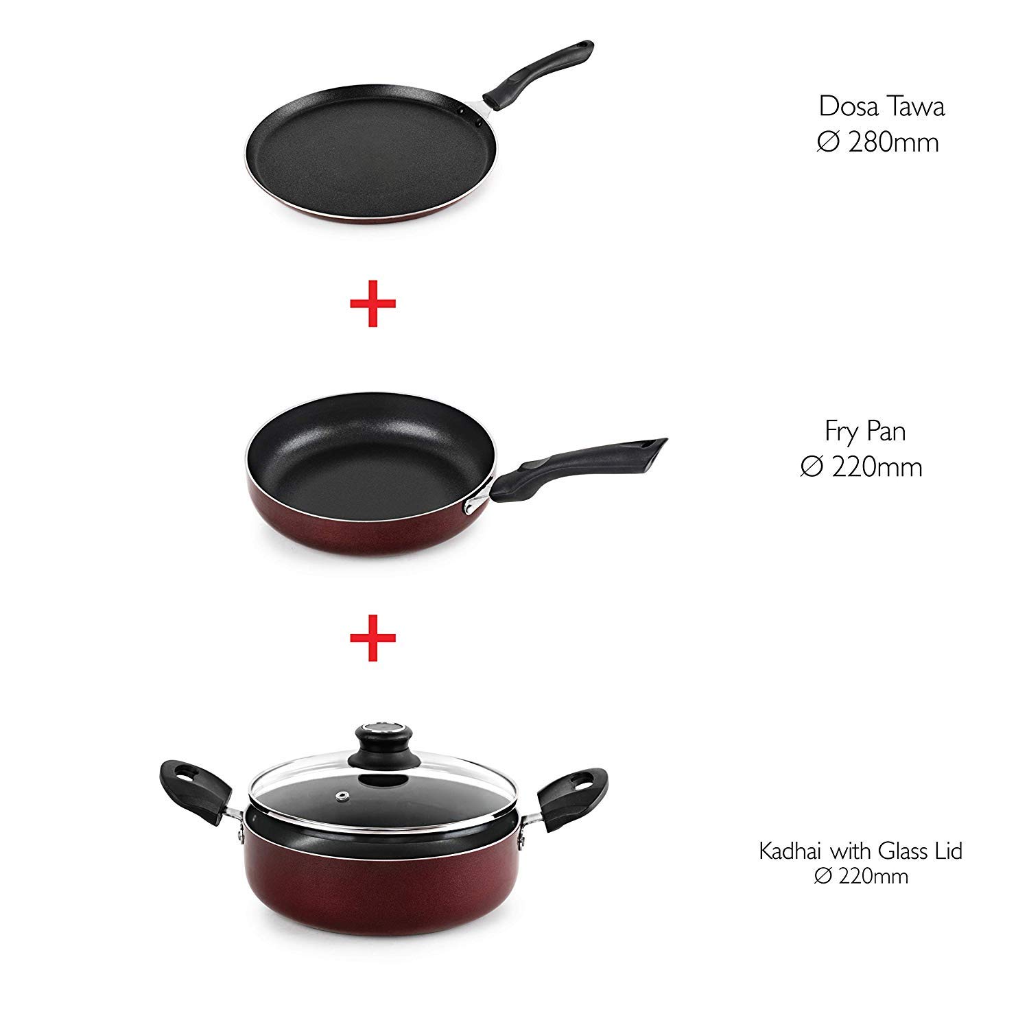 Buy Cello Prima Induction Base NonStick Aluminium Cookware Set, 3