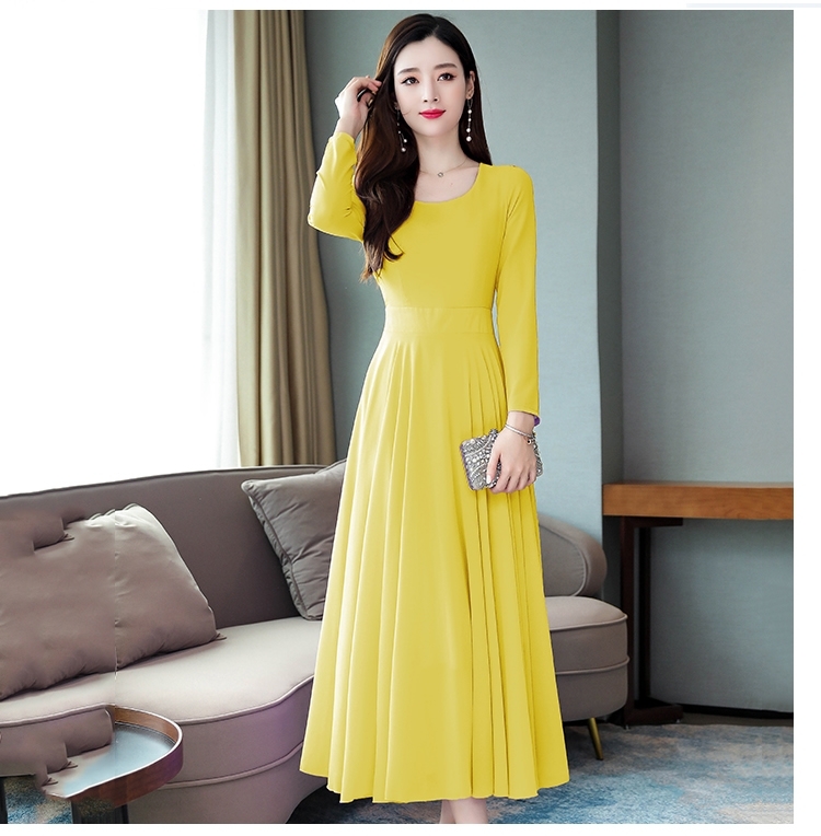 Buy RAABTA RWD-01046 MUSTARD YELLOW LONG DRESS WITH FULL SLEEVES Online ...