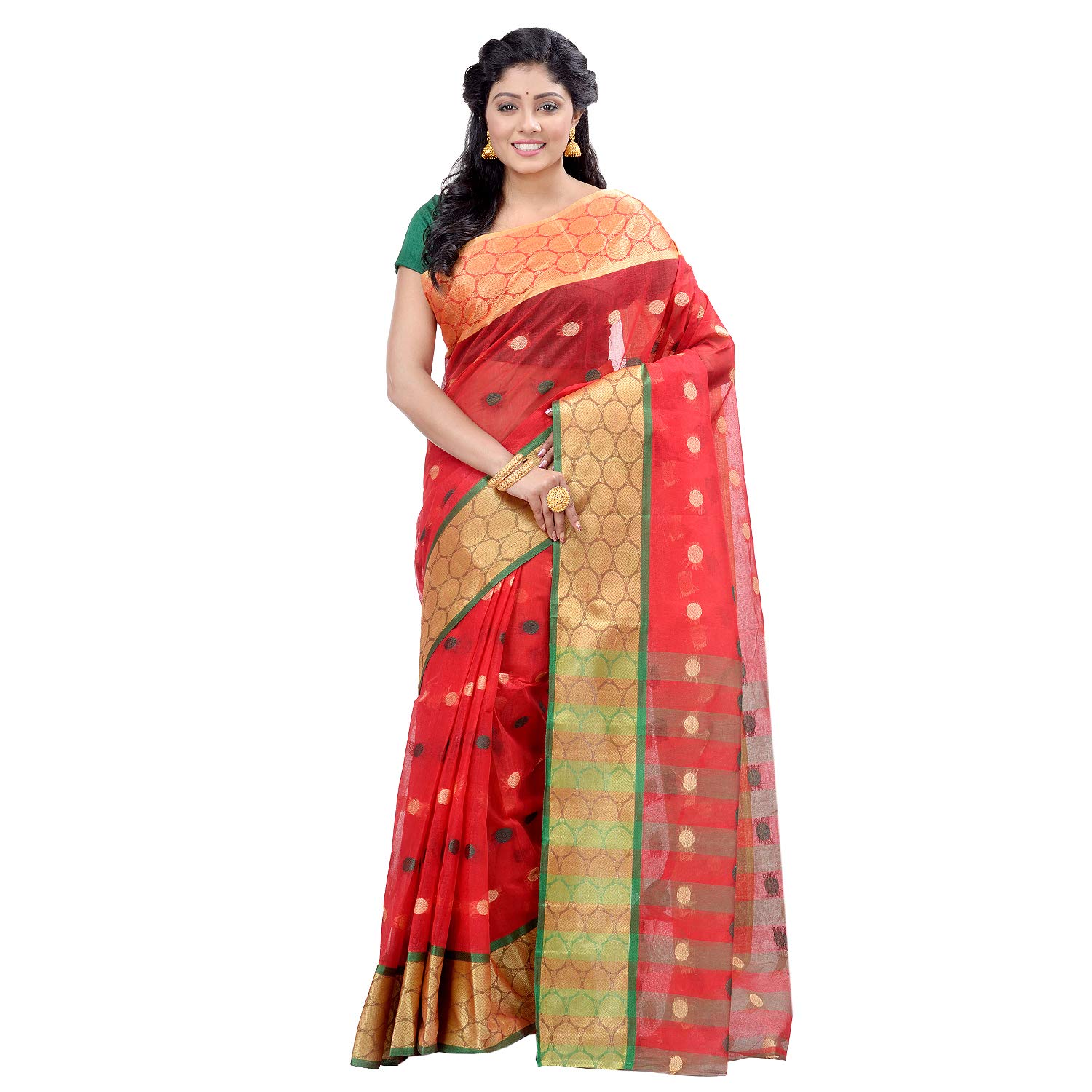 Buy DESH BIDESH Pure Cottonn Traditional Bengali Tant Saree Cotton ...