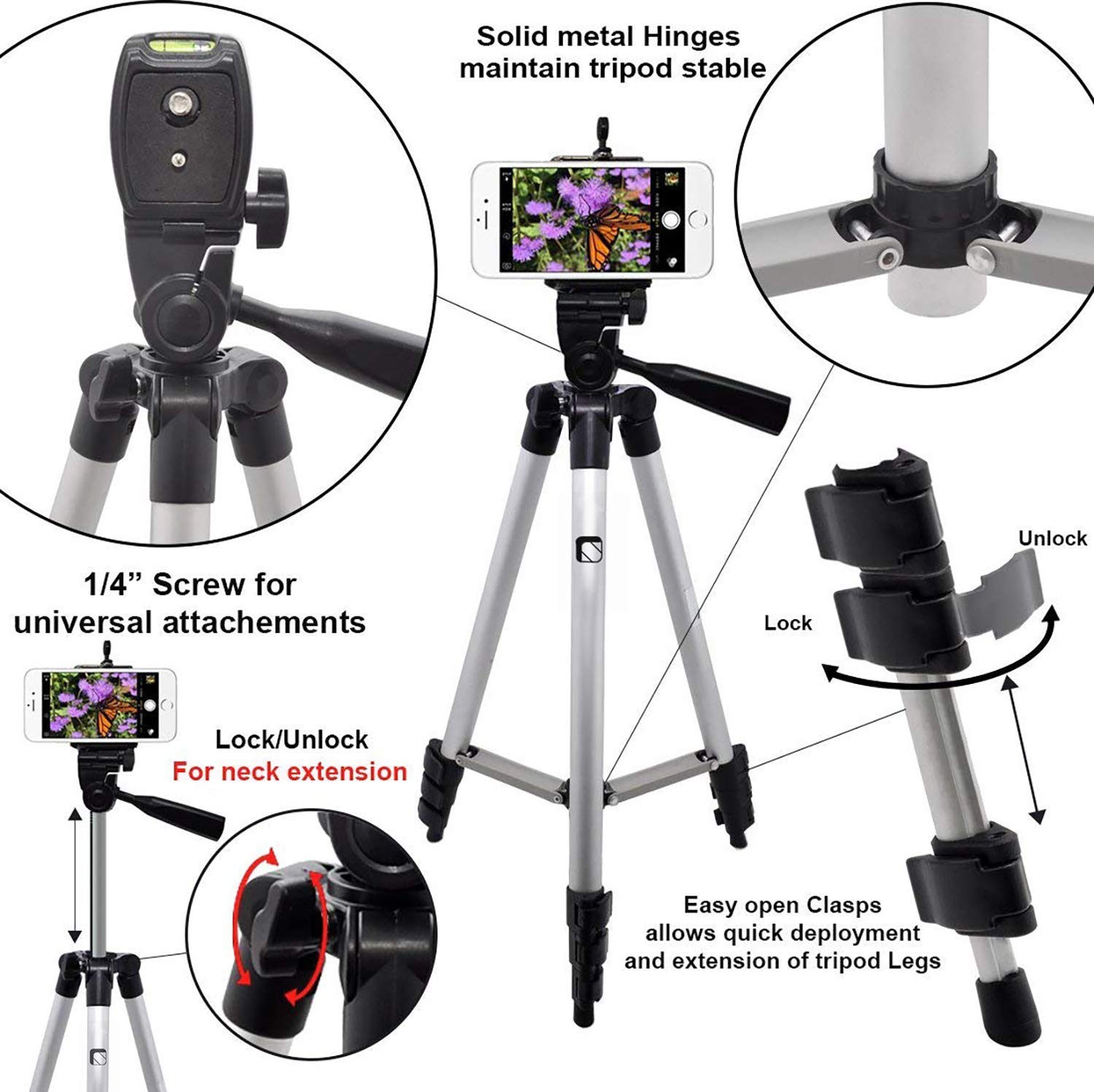 Buy Tripod3110 40.2 Inch Mobile and Camera stand + Free Collar Mic
