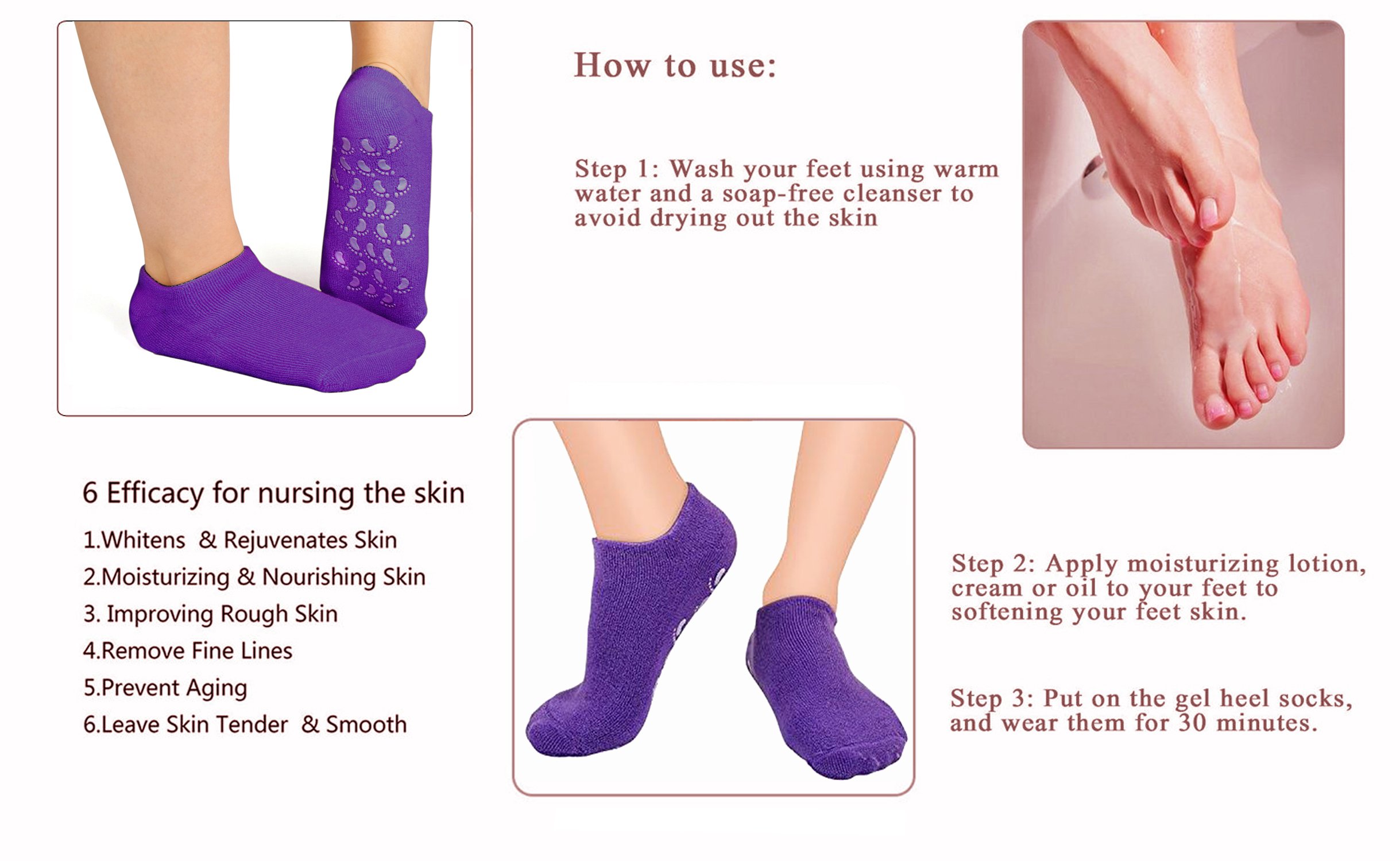 Buy 1 Pair Ankles Heel Pad Moisturize Gel Soft Spa Socks Cracked Skin Treatment Repair Feet