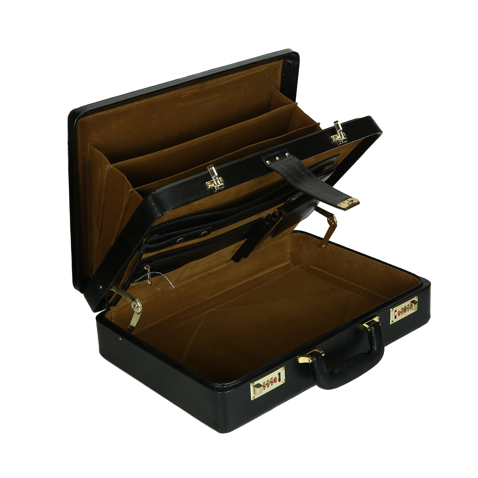 Buy SQAS Pure Full Grain Genuine Leather Expandable Black Attache