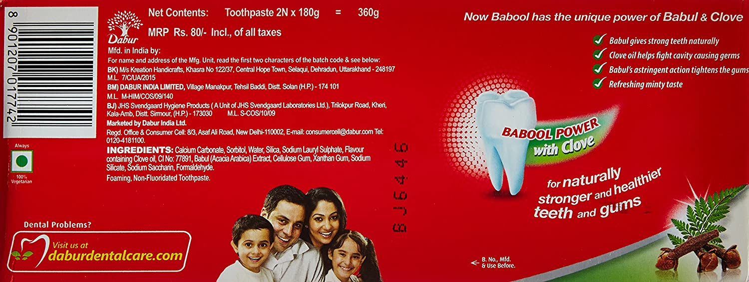 Buy BaboolStrong And Healthy Gums Tooth Paste180 Gm*2 Online ₹99