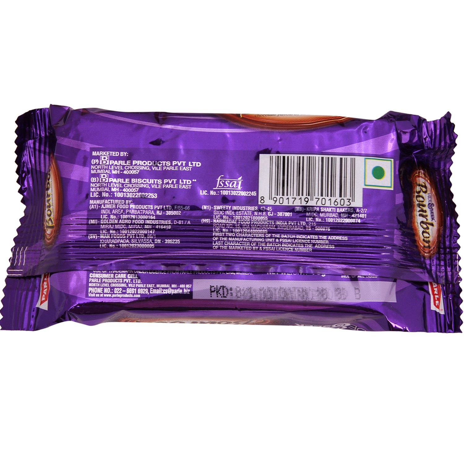 Buy Parle-Fab Bourbon Chocolate Biscuits-60 Gm Online @ ₹10 from ShopClues