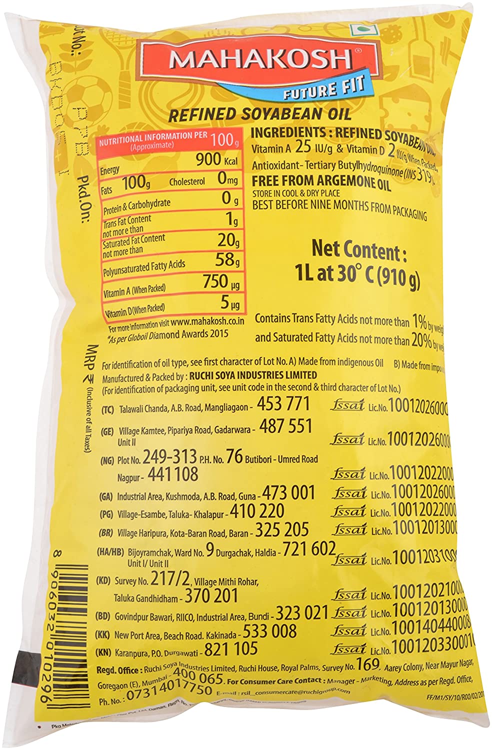 Buy MahakoshRefined Soyabean Oil1 Ltr Online ₹124 from ShopClues