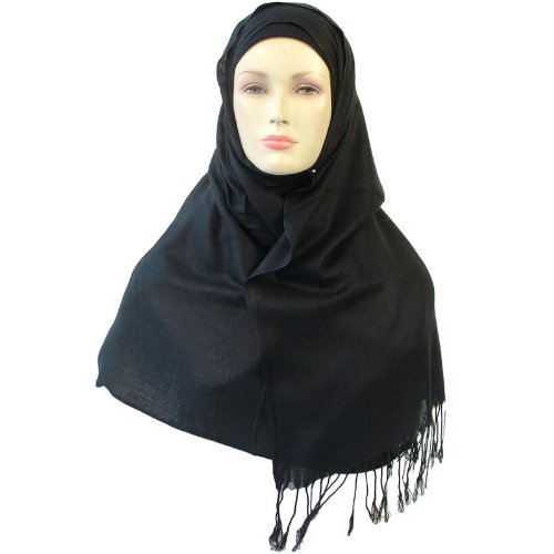 Buy Kkrish Women Neck Scarf Plain Soft Stole With Fringe's, Hijab Wrap ...