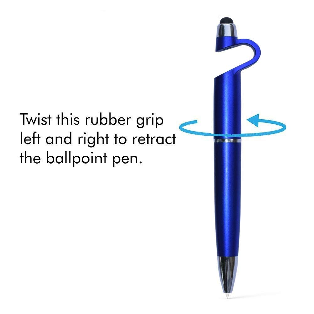 D S 3 in 1 Pen with Smartphone Stand Holder,Screen Wipe Ballpoint Pen Ink Writing Pen Compatible for Android pack of 1