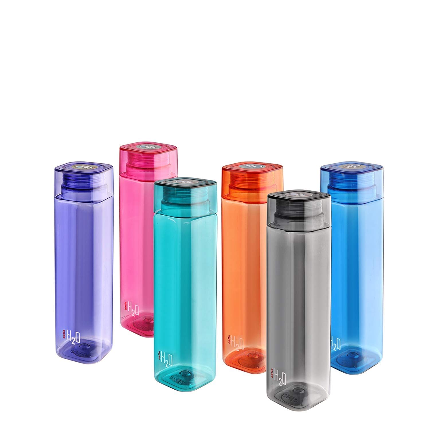 Buy Cello H2O Squaremate Plastic Water Bottle, 1Liter, Set of 6