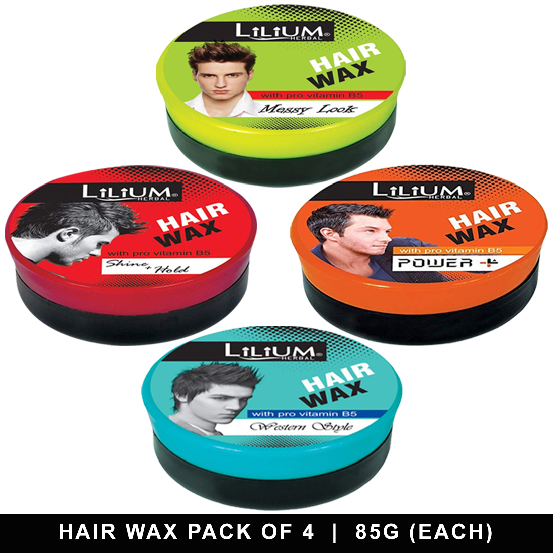 Buy Lilium Herbal Power, Messy Look, Western Style, Shine Hold Hair Wax 85g Each Pack of 4