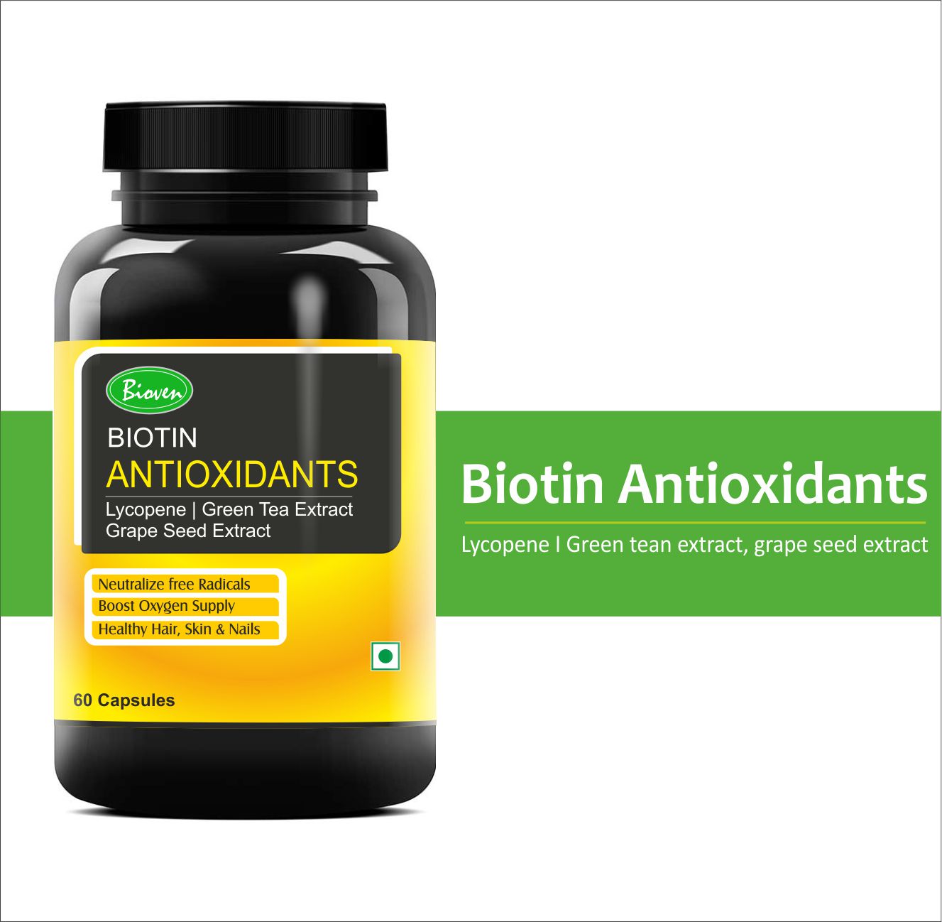 Biotin Antioxidants Support the Health of Skin and Hair, 60 capsules