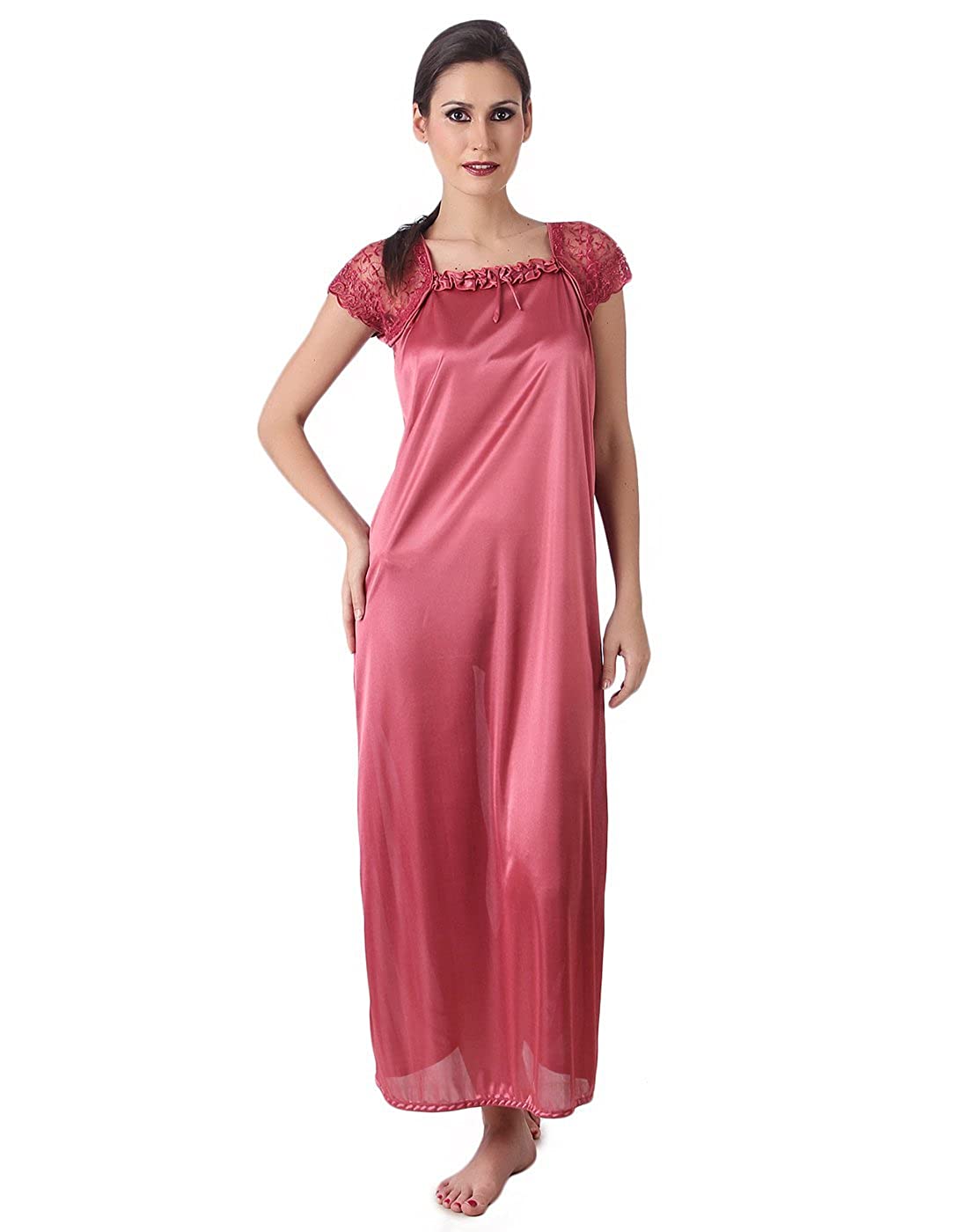 Buy satin light weight peach color night wear or nighty Online @ ₹249 ...