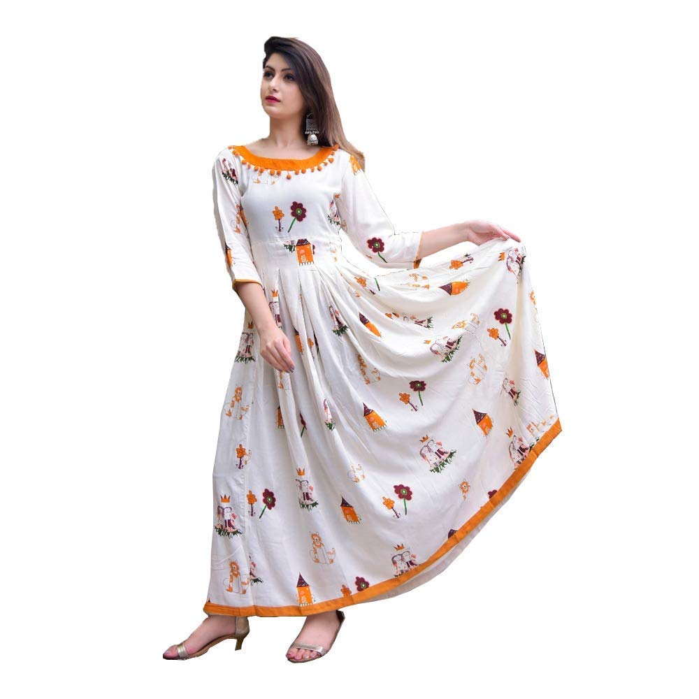 Buy Cynca Women S White Printed Anarkali Cotton Kurti Kurtis For Women Online ₹499 From