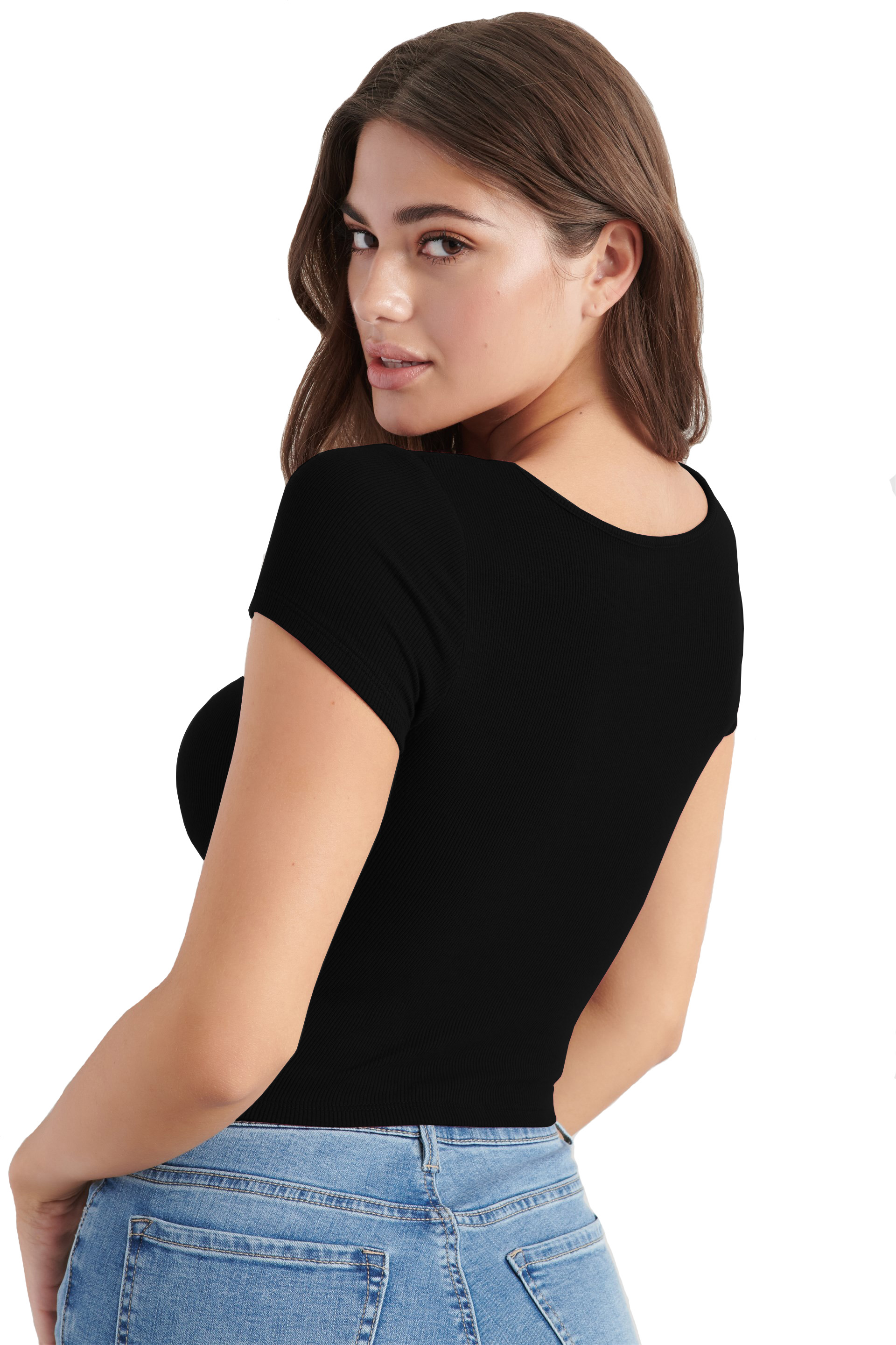 Buy THE BLAZZE 1151 Women's Basic Sexy V Neck Slim Fit Crop Top T-Shirt ...