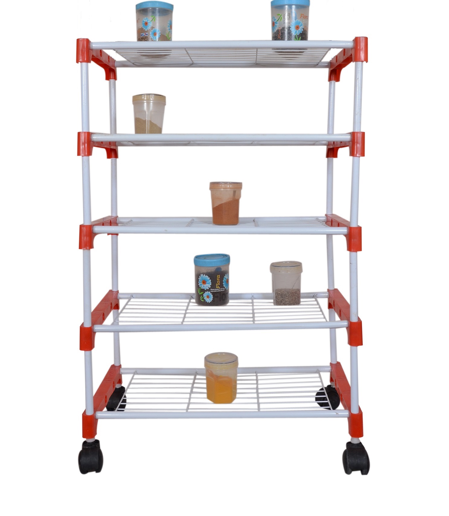 Buy RMA Handicrafts Kitchen Rack with Wheel Red (5L) Online ₹1439
