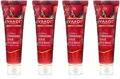 VAADI HERBAL Value Pack of 4 STRAWBERRY SCRUB FACE WASH with Mulberry extract 60mlx4 Face Wash 240 ml