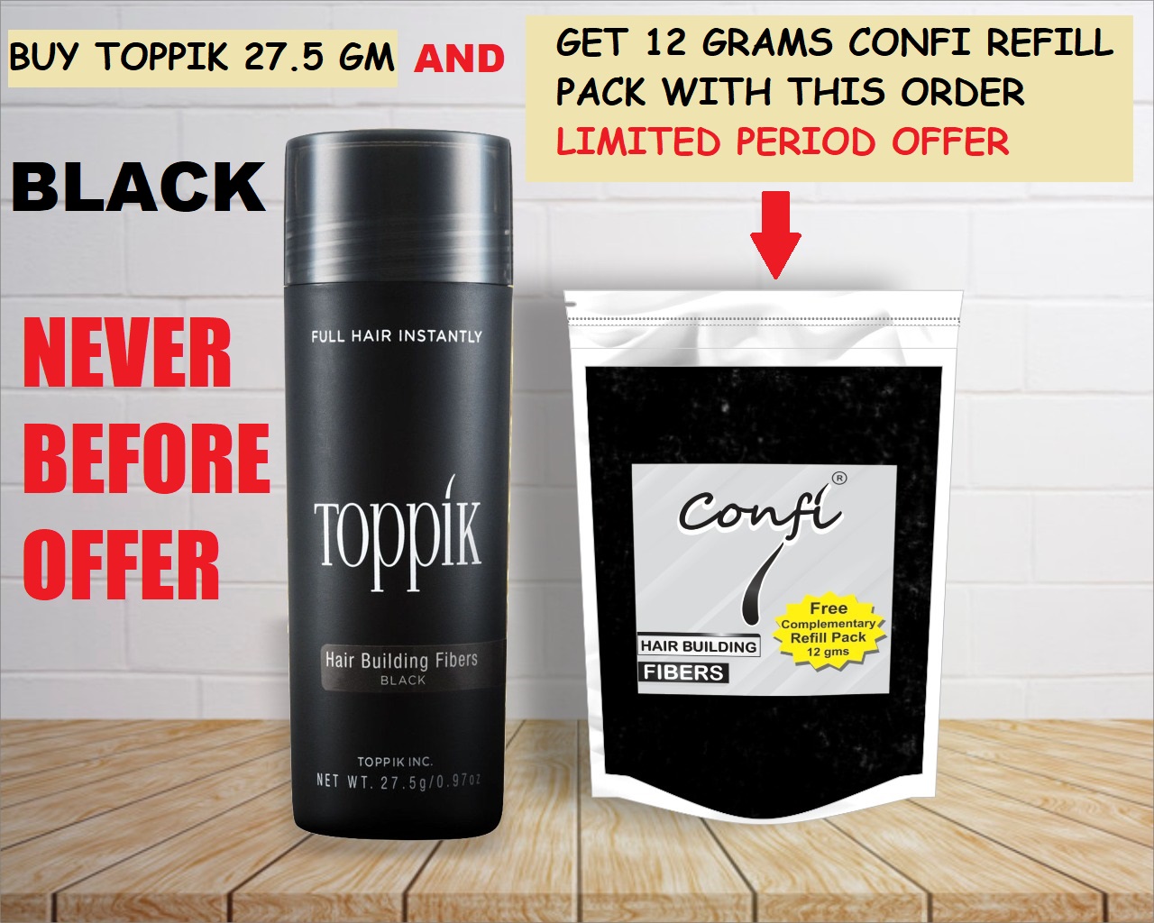 Buy TOPPIK HAIR BUILDING FIBER 27.5 GM+ FREE 12 GM CONFI REFILL PACK