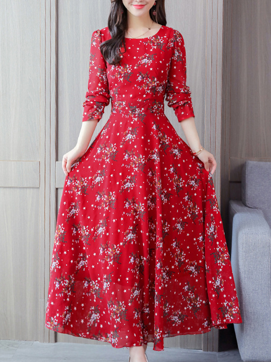 Buy Raabta RWD-01025 Red Flower Print Dress Online - Get 77% Off