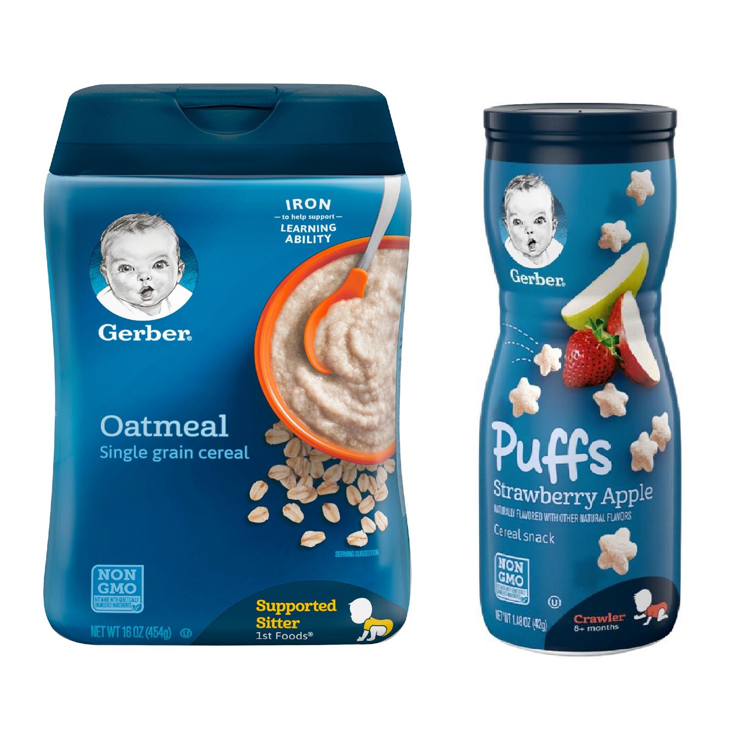 Buy Gerber Cereal & Puffs Combo (Pack of 2) Oatmeal Cereal (16oz