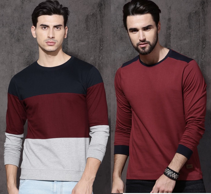 Buy Stylesmyth Full Sleeeves T Shirt For Man Colourblockprinted Ts ...