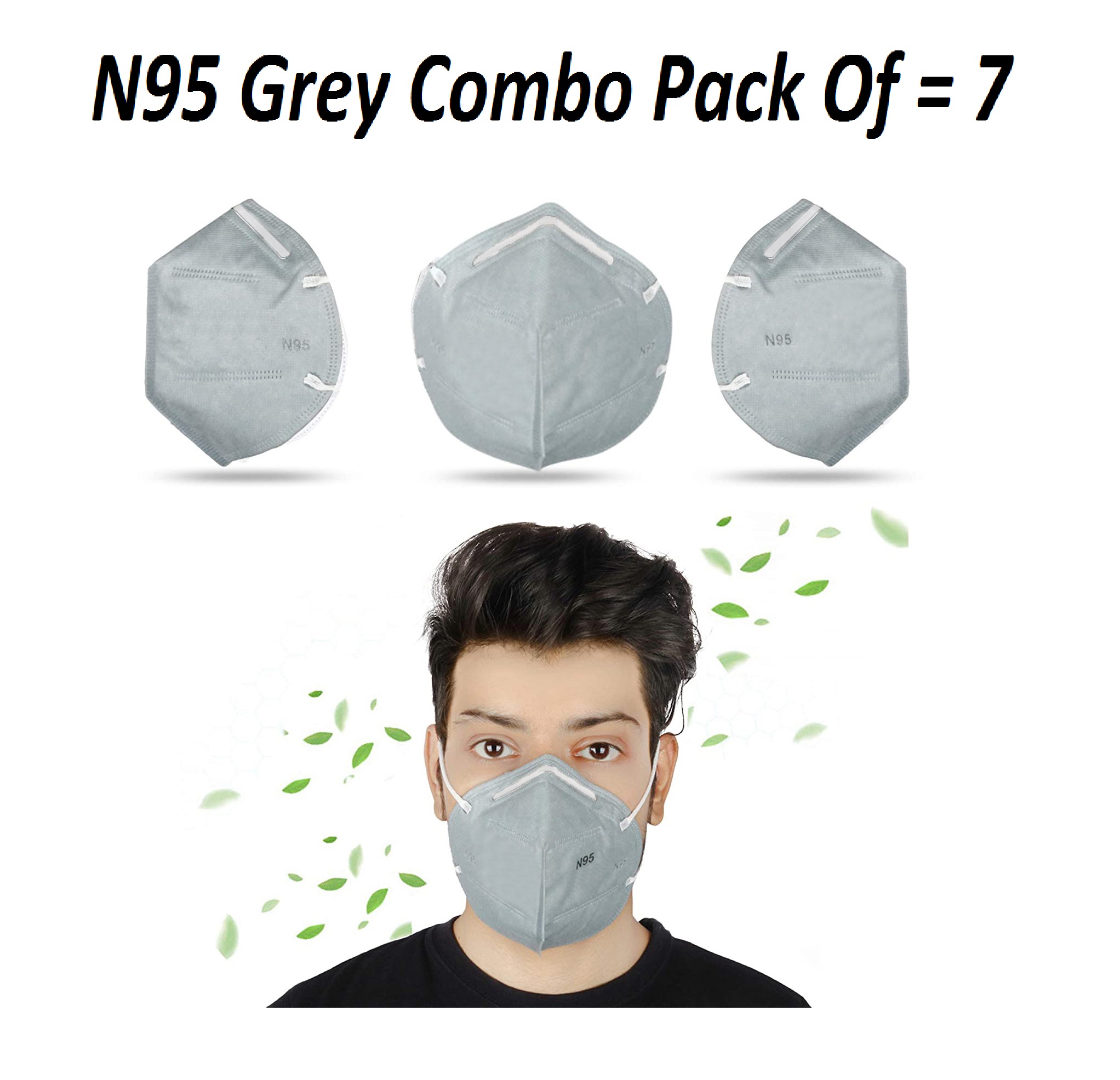 Buy N95 Grey Pack Of 7 Face Mask Ultra Comfortable Anti Pollution Protection Mask Respirator