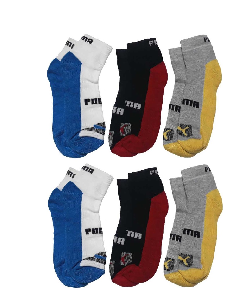 PUMA MEN WOMEN ANKLE LENGTH MULTICOLOUR SOCKS FOR OFFICE, SCHOOL, PARTY AND TRANING PACK OF 6