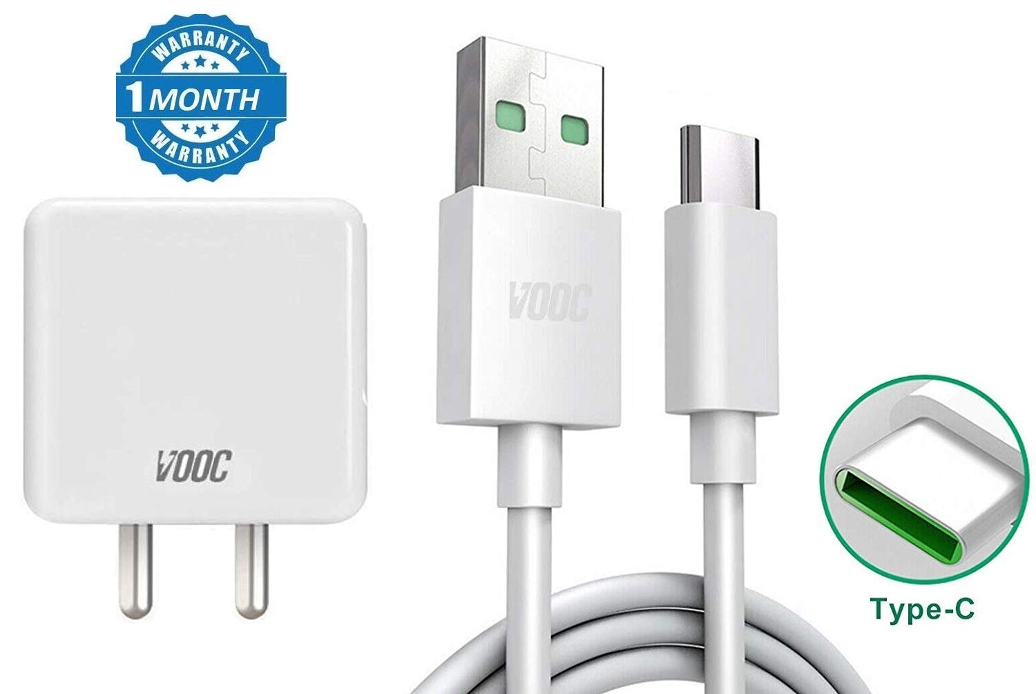 Cavo USB-C VOOC Ricarica Veloce Per OPPO Reno – 1 Metro – Bianco