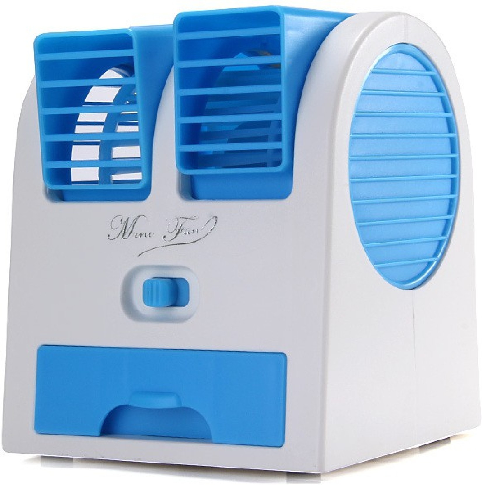 Mini Fan Air Cooler With Water Tray Portable Desktop Dual Bladeless Air Cooler USB