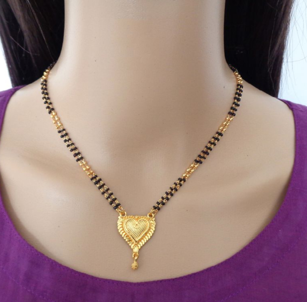 Buy Gold Plated Chain Golden Vati Pendant Black And Gold Beads Long